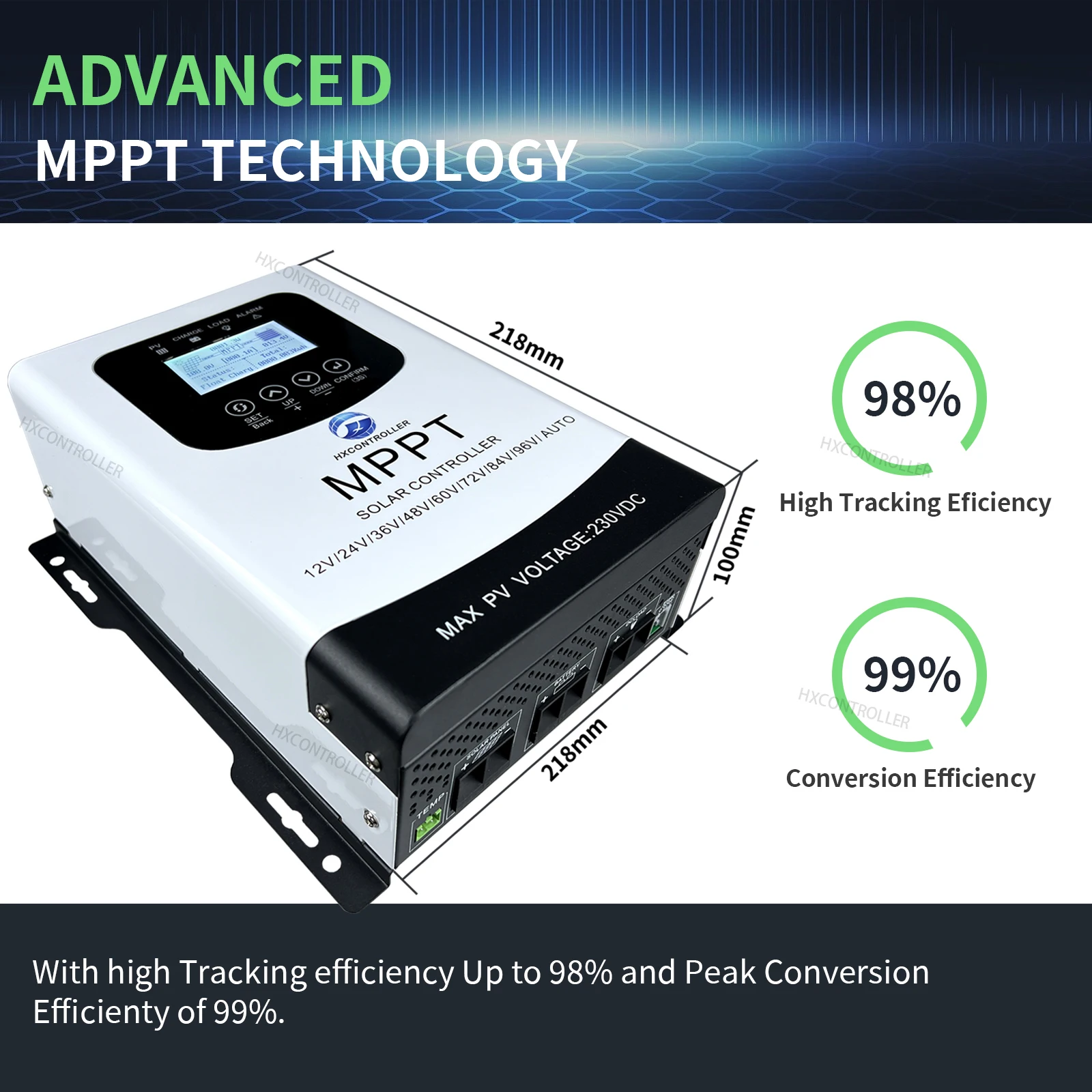 Imagem -06 - Mppt Solar Battery Charge Controller pv Regulador 230vdc para Lifepo4 Lithium Gel Battery 12v 24v 48v 60v 72v 96v