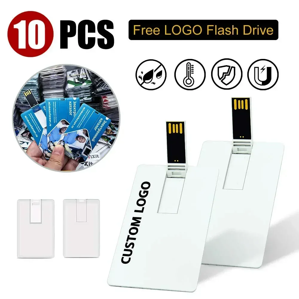 

10PCS/LOT Business Credit Card Usb flash drive Pen memory stick disk Custom logo DIY Logo USB2.0 1GB 2GB 4GB 8GB 16GB 32GB