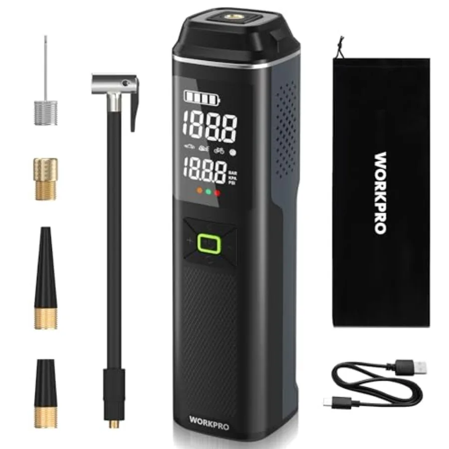 

Portable Tire Inflator 7.2V/12V Small/Mid/Large Air Compressor Digital Display Shut-Off 5 Modes LED Light High Airflow for Car