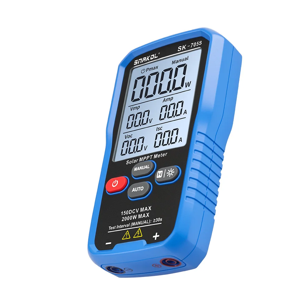 SNAKOL SK-705x 2200W Solarmodul-Tester MPPT-Messgerät für Leerlaufspannung & Kurzschlussstrom, mit Hintergrundbeleuchtung & Datenhaltefunktion