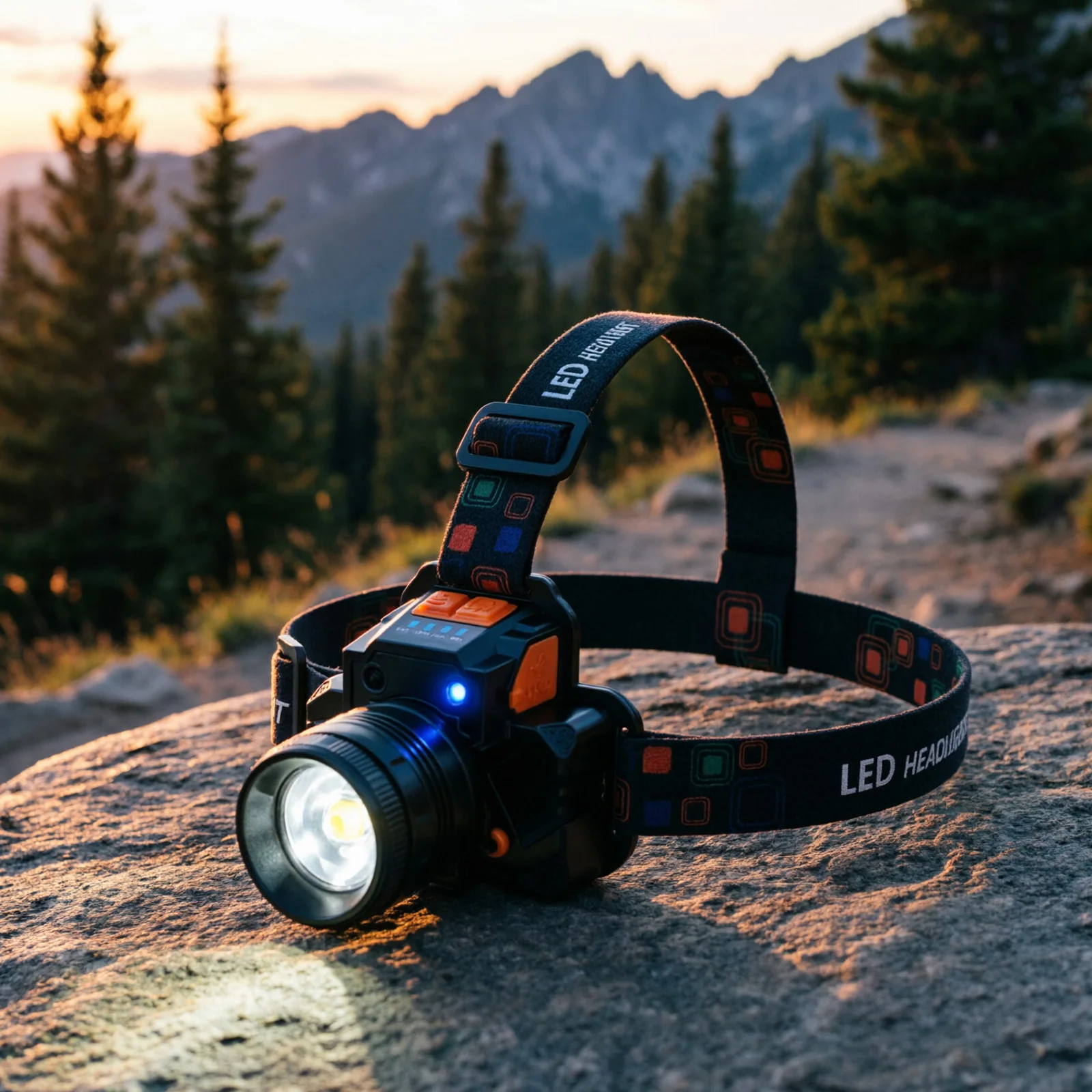 Rechargeable LED Headlamp 3-Level Brightness Super Bright Hard Hat Light IPX4 Waterproof for Running Camping Hiking Cycling