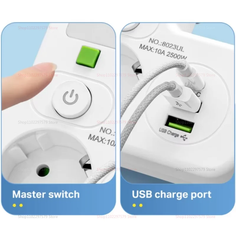 الاتحاد الأوروبي التوصيل المقبس 4 مآخذ قطاع الطاقة مع ضوء الليل ومنفذ USB نوع-C دون تمديد الجدار مهايئ شاحن للمكتب المنزلي #6