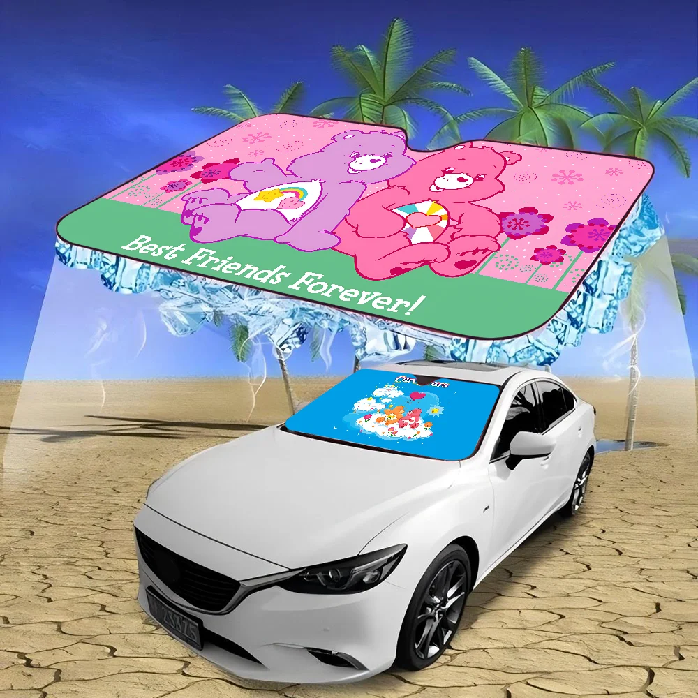Cute Care B-Bears Anti-Scratch Windshield Sunshade Car Window Windscreen Cover Sun Shade Auto Sun Visor Car-covers Car Solar