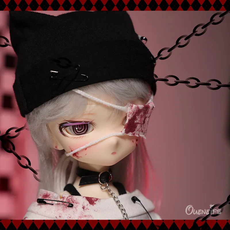 Sogo BJD Doll 1/4 ShugaFairy 39cm Zombie Themed One-eyed Girl Blood Splattered Style Resin Art Gifts Joint Doll