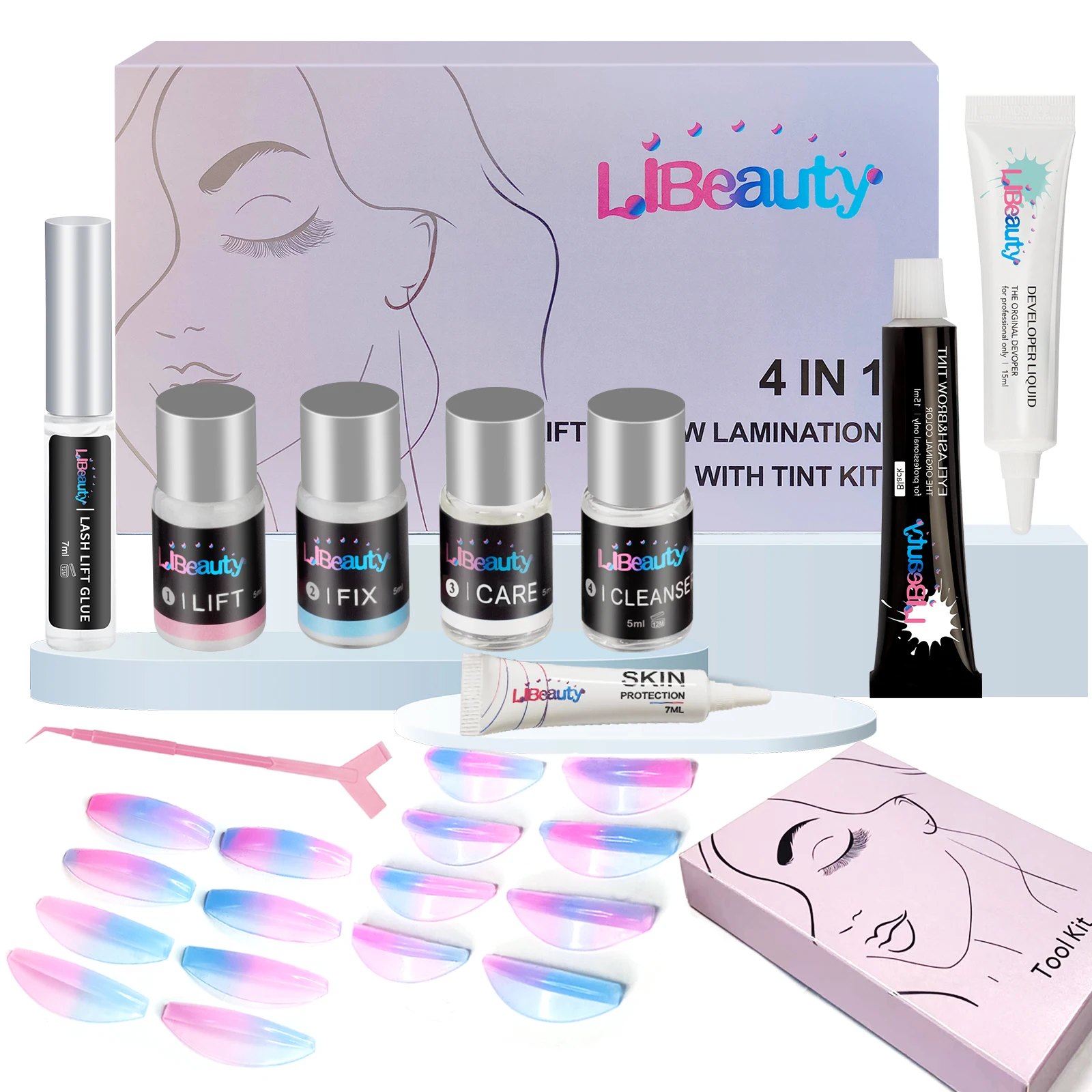 

Комплект для подтяжки ресниц Libeauty и набор для окрашивания бровей, профессиональный набор для перманентной завивки ресниц, ламинированный набор для подтяжки ресниц, черный цвет