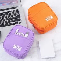 Oxford Travel Cable Bag Shockproof Multi-layer Digital Storage Pouch Solid Color Electronic Accessory Storage Bag