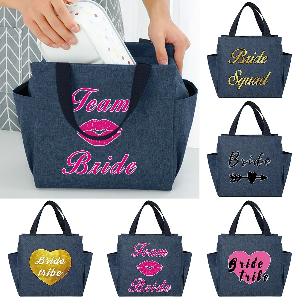 

Insulated Lunch Bag Portable Dinner Bags Large Capacity Multifunction School Picnic Cooler Bride Print Thermal Food Tote Pack