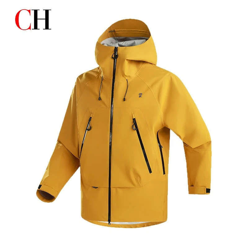 CH Men Waterproof Jacket Hooded Windbreaker Outdoor Hiking Rain Coat Windproof Shell Jacket Camping Trekking