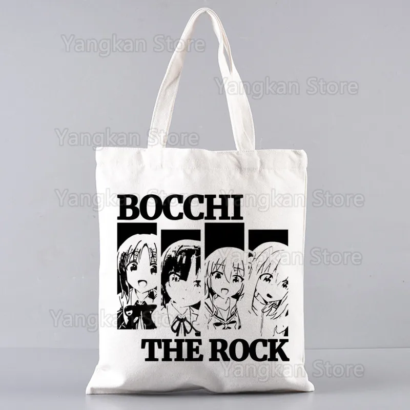 

Музыкальная группа аниме Bocchi The Rock Hitori Bocchi Art Холщовая сумка-тоут с простым принтом Сумки для покупок Повседневный пакет для девочек