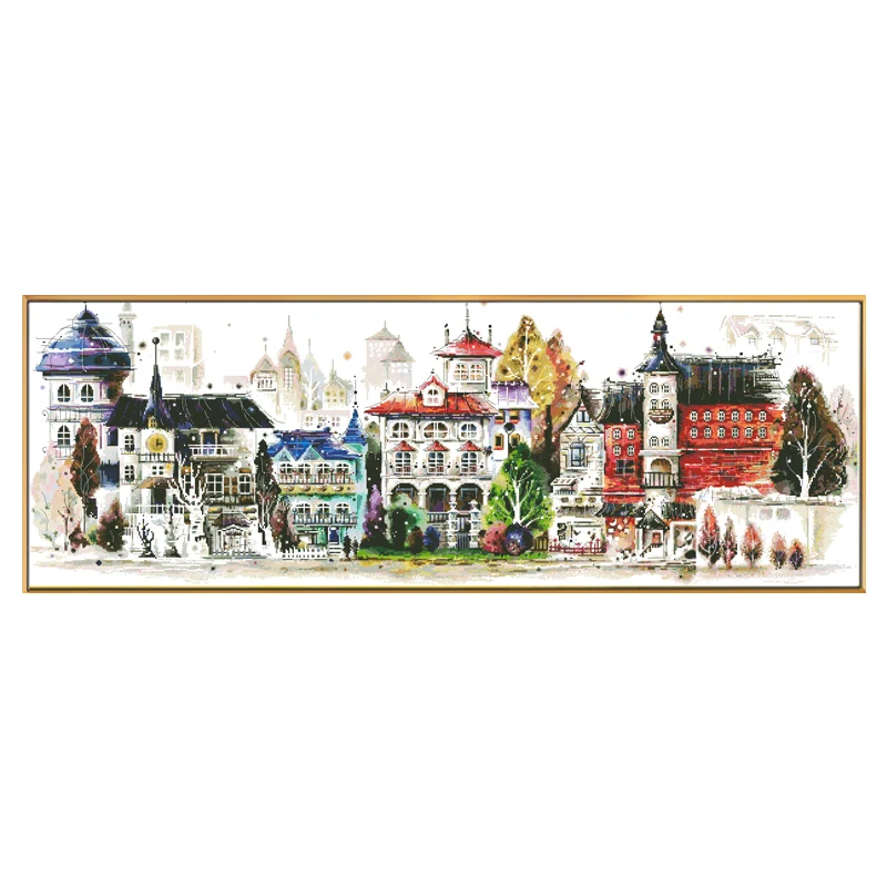 Four Seasons Castle Counted Cross Stitch Kits Pattern Printed Canvas Embroidery Package 11CT 14CT DIY Crafts Home Decor Painting