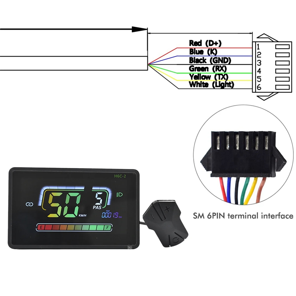 NEW H6C-2 E-Bike Bluetooth Speedometer LCD Display Electric Scooter Meter Dashboard UART for Mountain Electric Bike SM6PIN