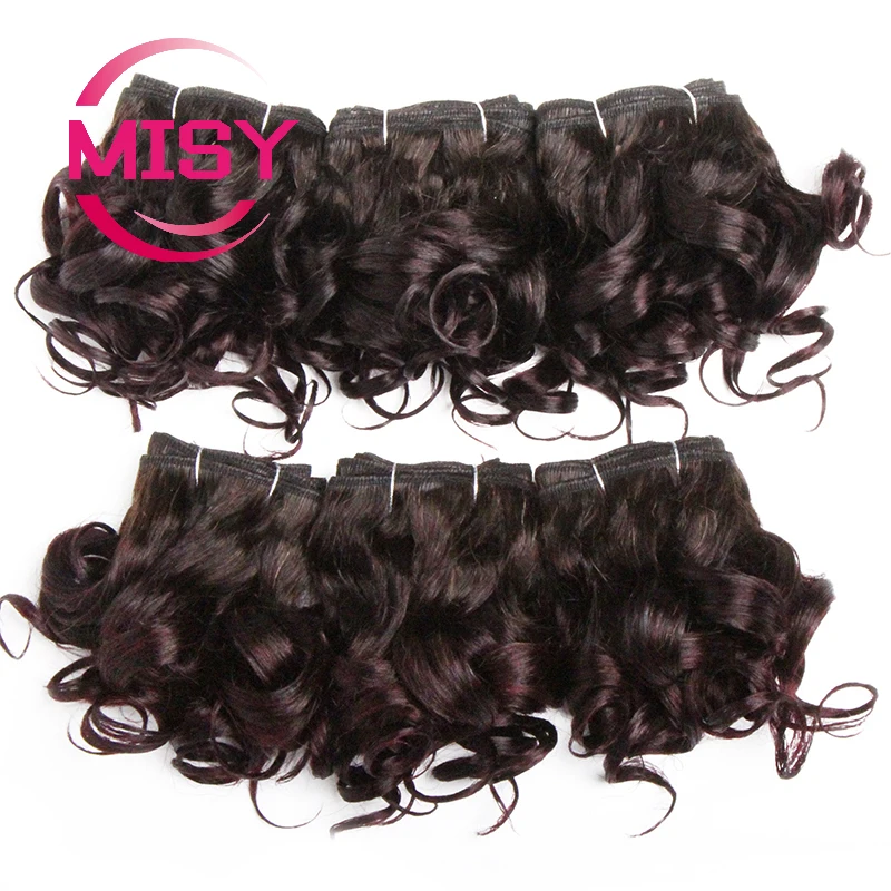 Lockiges Haar Bundles Brasilianische Menschliche Haarwebart 6 Bundles Mit Spitze Verschluss Farbige 1B/27/30/33/99J Kurze Haar Verlängerung Für Frauen – Detail 10