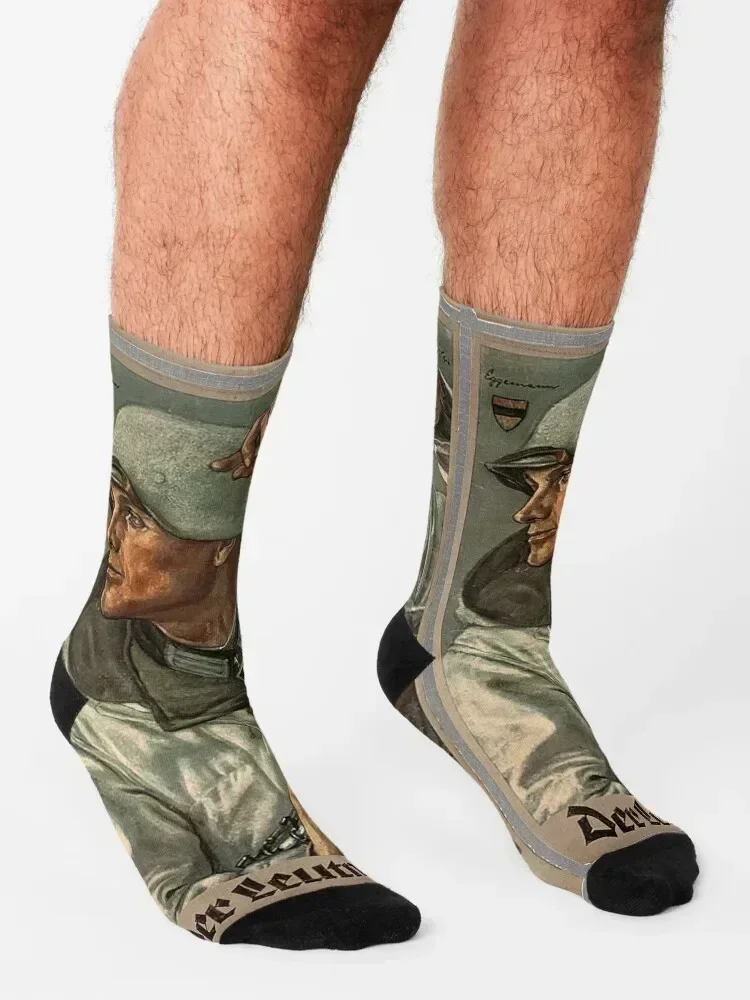 Der Leutnant..The Lieutenant..WW2 Socks floral Children's soccer anti-slip Stockings Designer Man Socks Women's