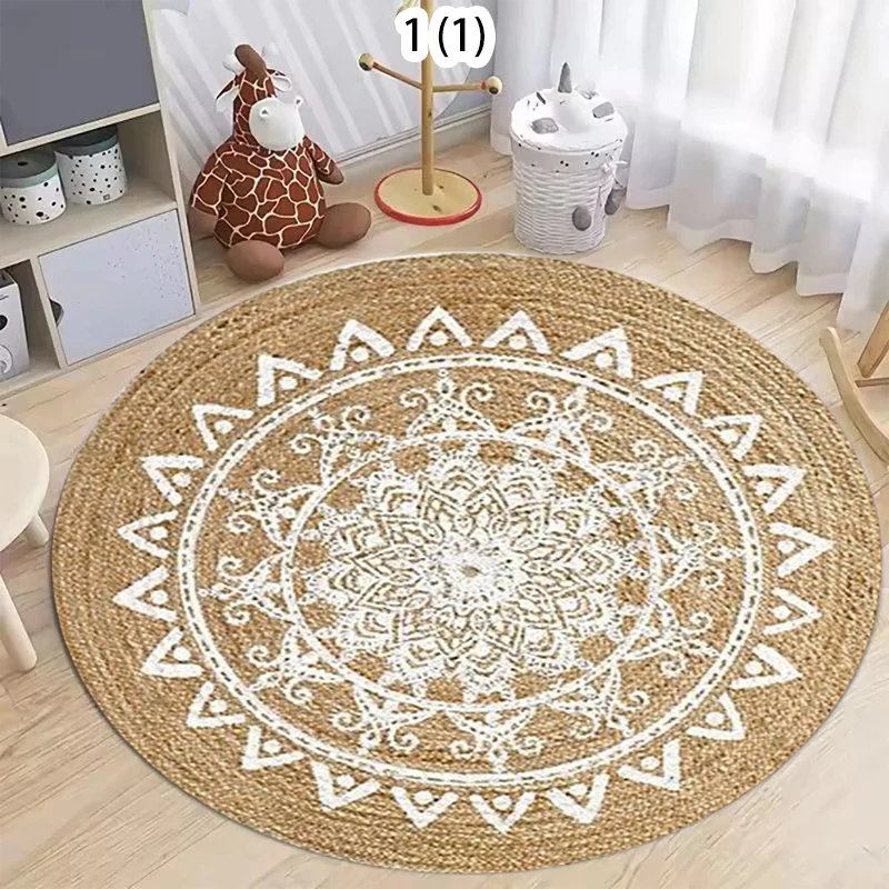 Mandala Round Area Rug, Boho Handmade Non-Slip Floor Mat, Living Room Bedroom Decor Carpet  Bedroom Decor  Rugs Living Room
