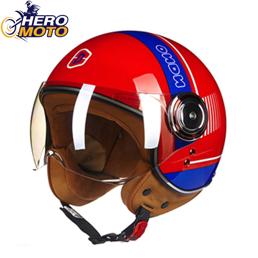 

BEON Motorcycle Helmet Vintage Moto 3/4 Open Face Helmet Chopper Moto Capacete De Moto Moto Scooter Motorbike Helmet Men Women