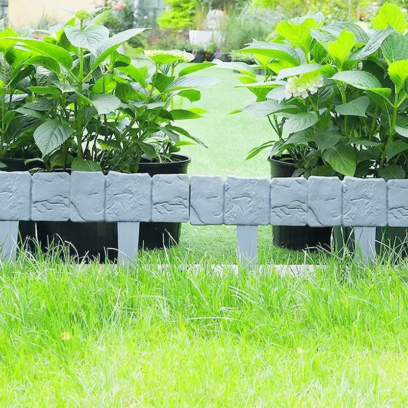 5-10pcs Durable Plastic Fence Panels: Imitation Stone Garden Fence for Outdoor Lawn and Villa Decoration