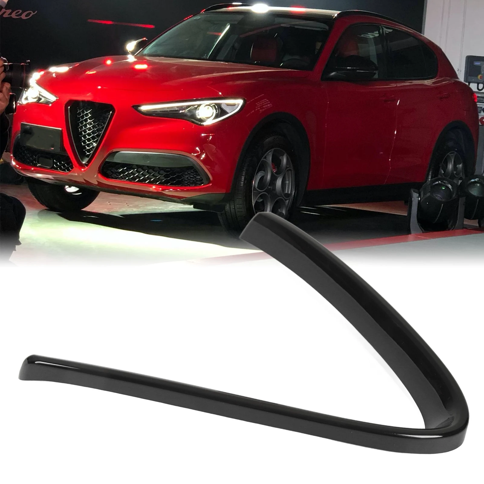 Front Grill Trim Glossy Black Scratch Resistant Replacement for Alfa Romeo Giulia 2017 to 2020 Front Bumper Grill Decor