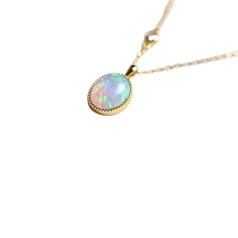 

*New product silver inlaid oval shape colorful sparkling ladies necklace pendant palace style romantic temperament luxury jewelr