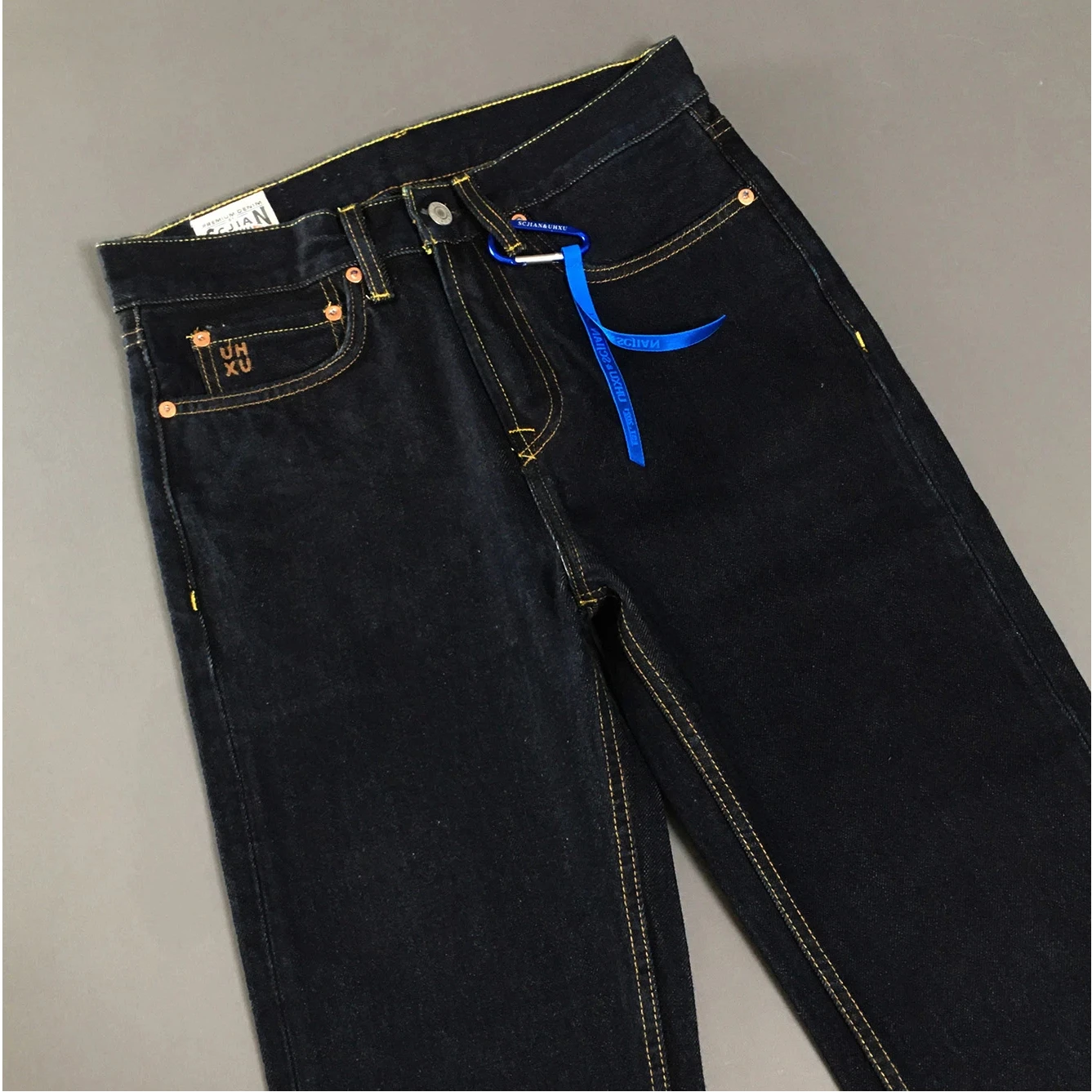 

Мужские джинсы из 100% чистого хлопка, синие джинсы цвета индиго, осень-зима 2023, свободные прямые брюки в стиле ретро в американском стиле, тяжелые повседневные брюки