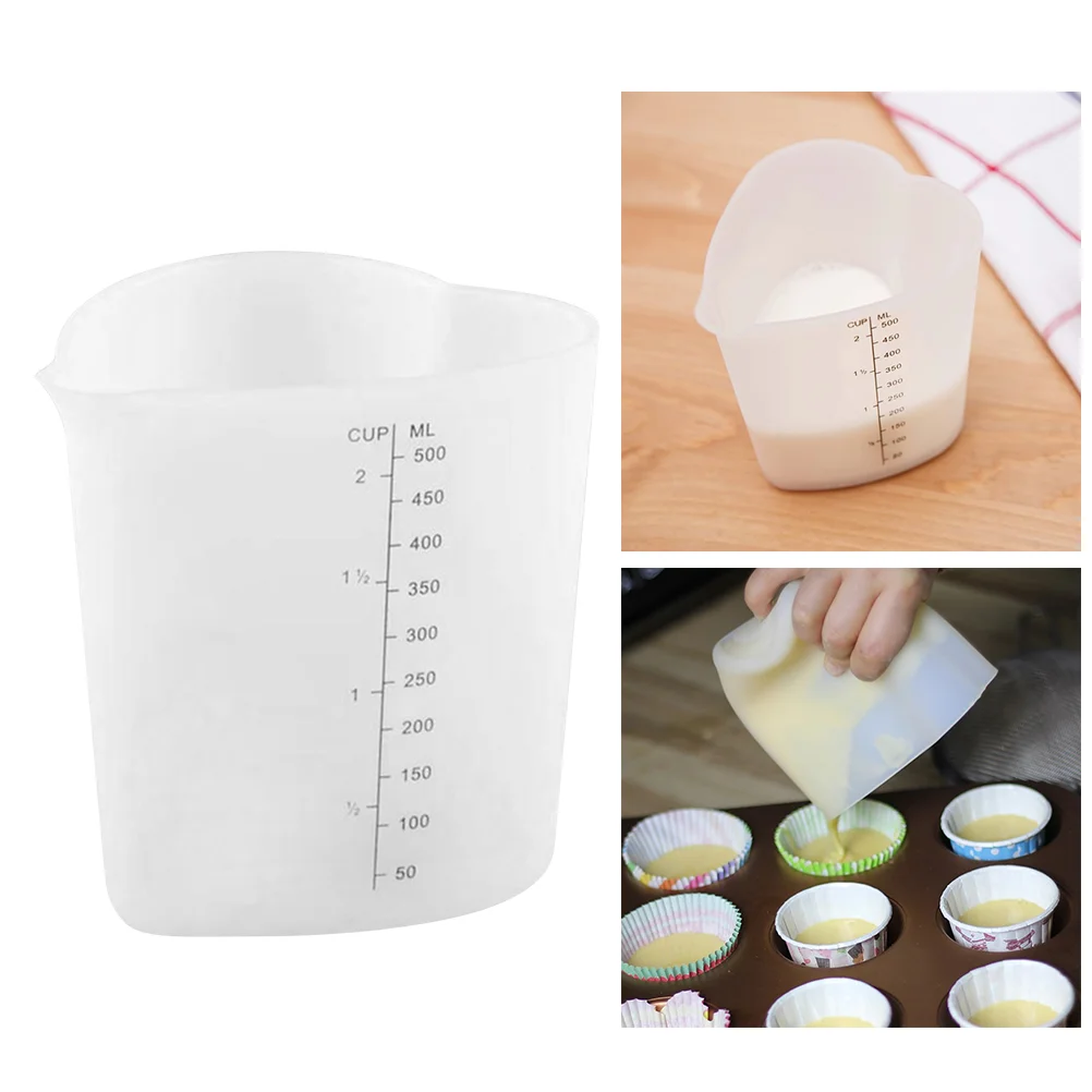 

500 Ml Clear View Measuring Cup Silicone DIY Tool Thickened Heart-shaped Silica Gel 500ml