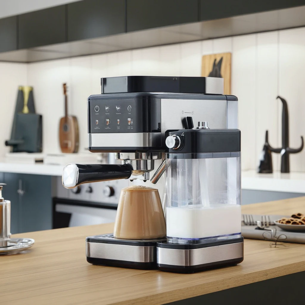 Semi-automatic Multi-function Espresso Coffee Maker Machine with Stainless Steel Housing Programmable Features & Portable Design
