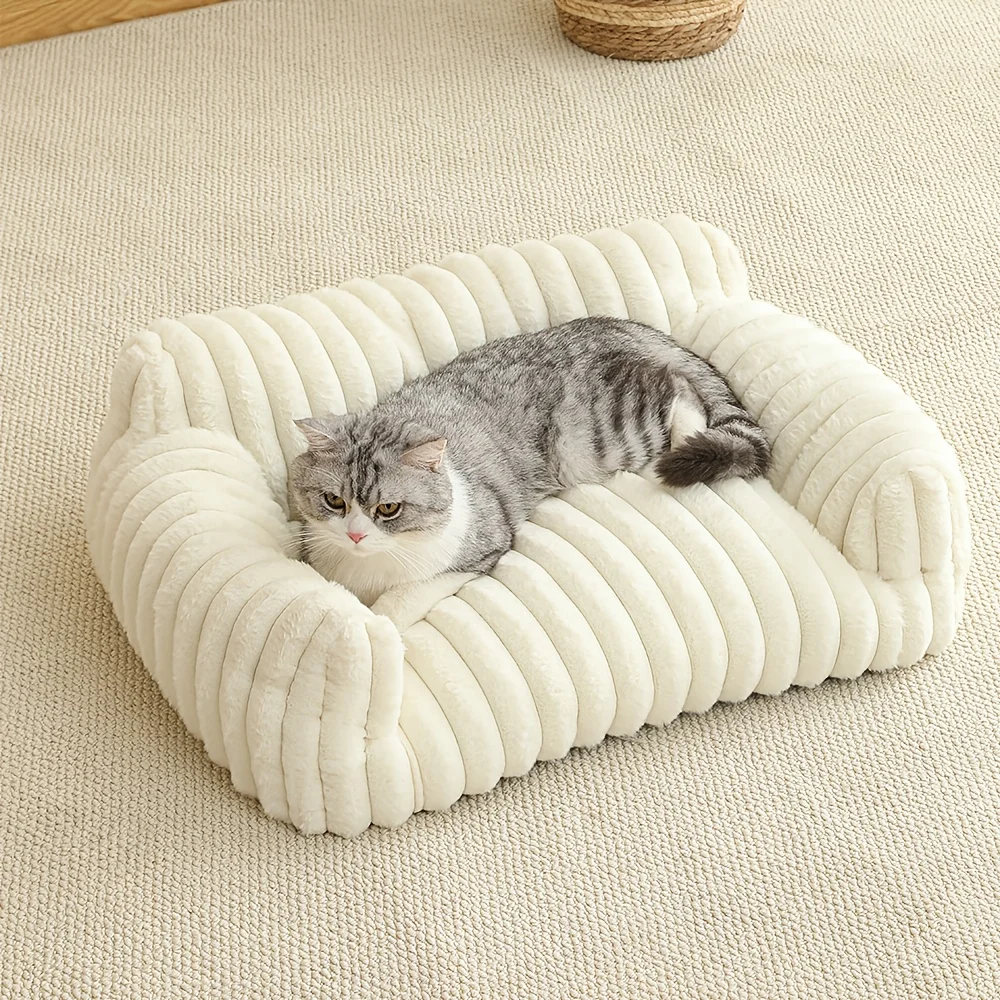 Warme Komfort-Katzenliege, Tiefschlaf-Katzenbett, Haustierkorb, Kätzchenhaus, Sofa für kleine Hunde, niedliches weiches Kissen für mittelgroße Katzen