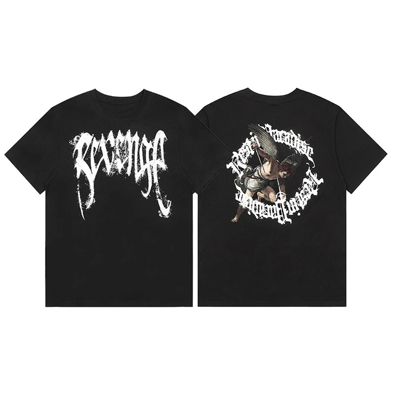 New Short-sleeved T-shirt with Big LOGO Featuring A Rabbit The Same Style As XXX's High Street Lightning Skull T-shirt