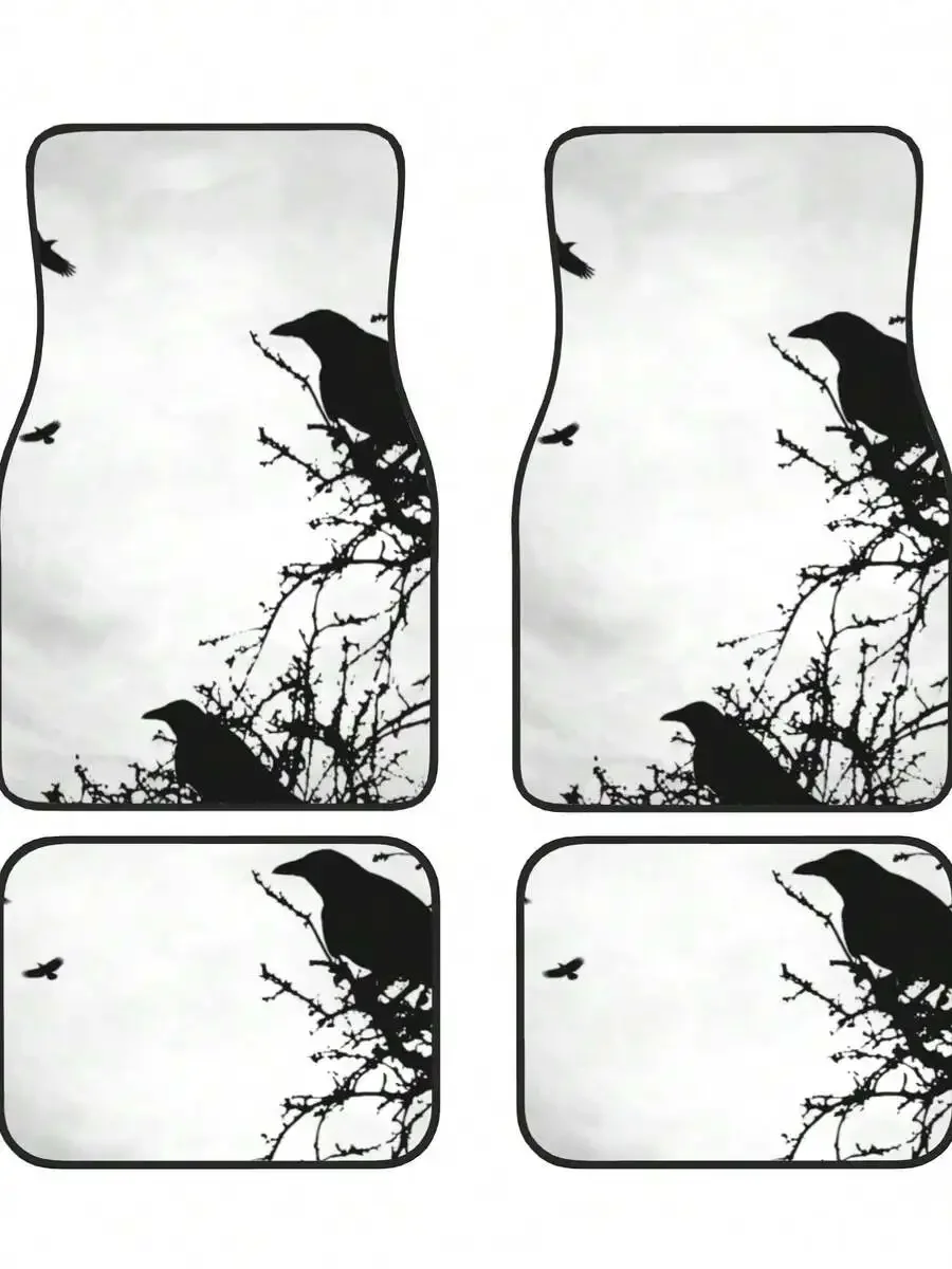 

Crow Silhouette 4-Piece Custom Printed All-Weather Floor Mats - Universal Fit For Suv, Truck, Van| Easy Clean