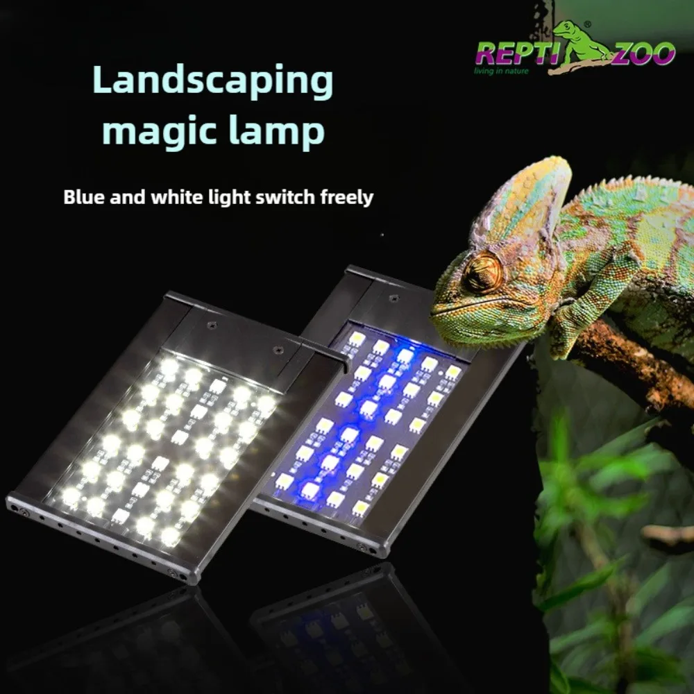 

Terrarium Light Day and Night Mode Reptile LED Light Hood for Reptile Terrarium White & Blue Lights Fit for Different Pet Habits