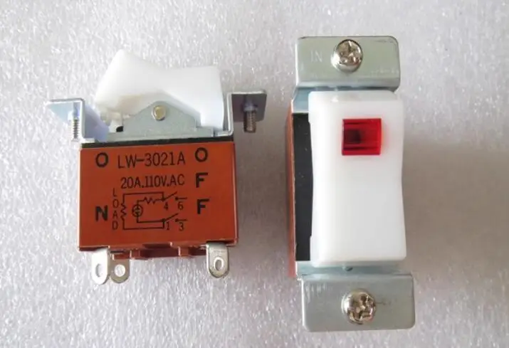 LW-3021A imported from Japan NKK Japanese ship type switch 4-pin 2-gear with light rocker arm rocker power switch 20A