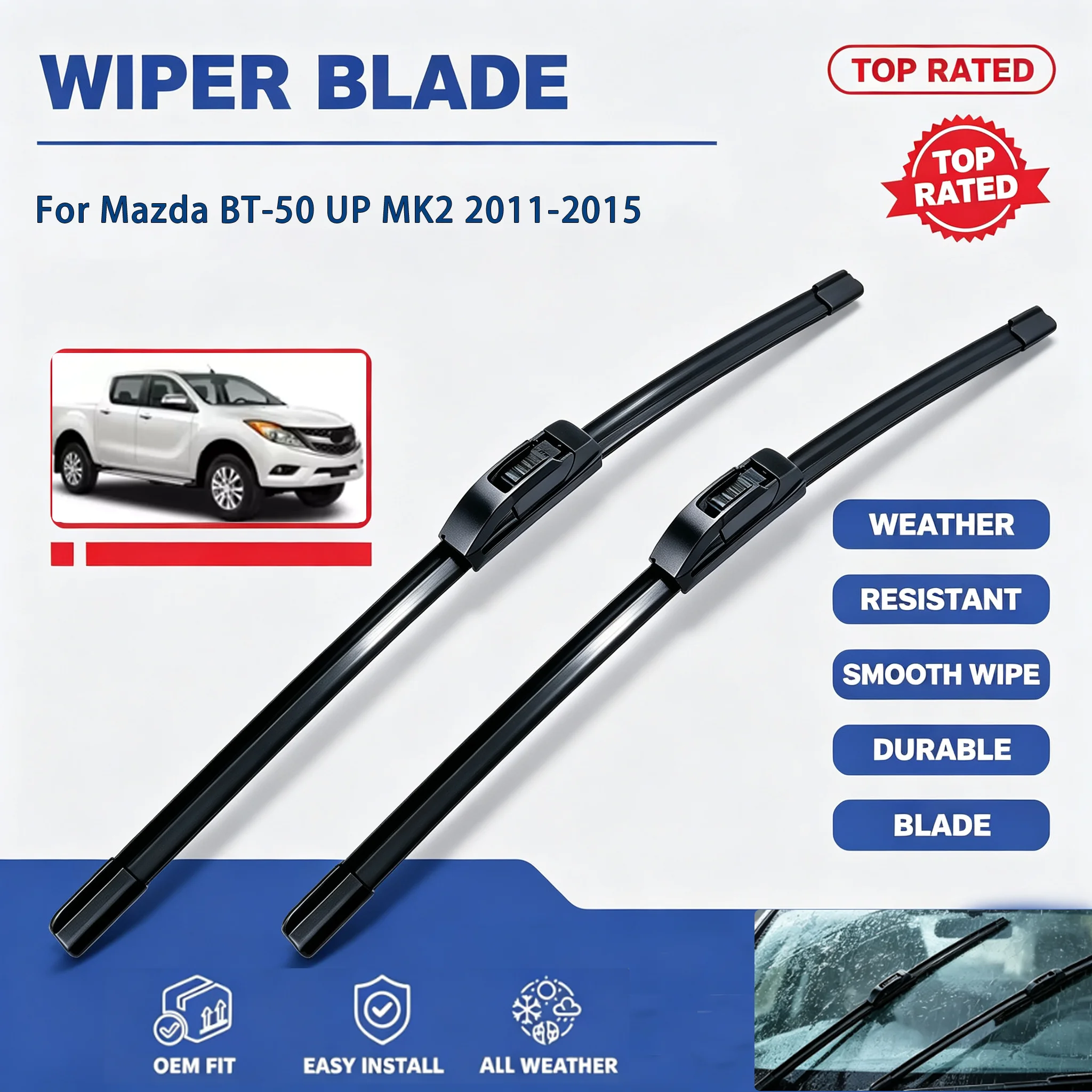 For Mazda BT-50 UP MK2 2011-2015 Car Front Windshield Wiper Blades Rain Rubber All Weather Clear Vision Auto Accessories
