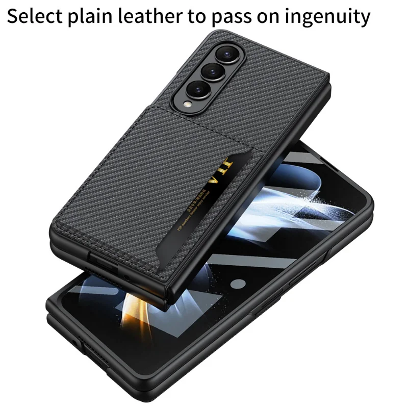 Luxury Leather Shell for Samsung Z Fold4 Fold5 Case with Card Slot All-inclusive Shockproof Cover for Galaxy Z Fold 4 5 Case