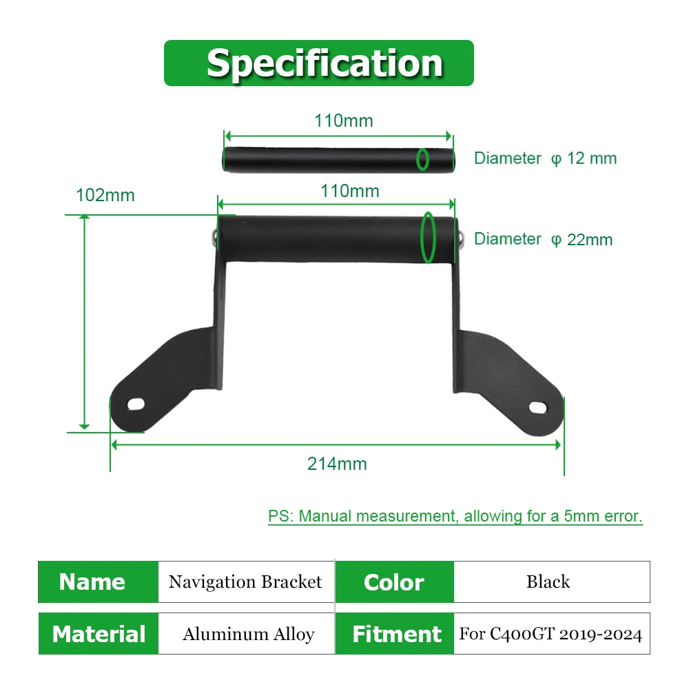 Motorcycle Navigation Stand Mount Rod Kit Mobile Phone GPS Plate Bracket Support Holder For C400GT 2019 2020 2021 2022 2023 2024