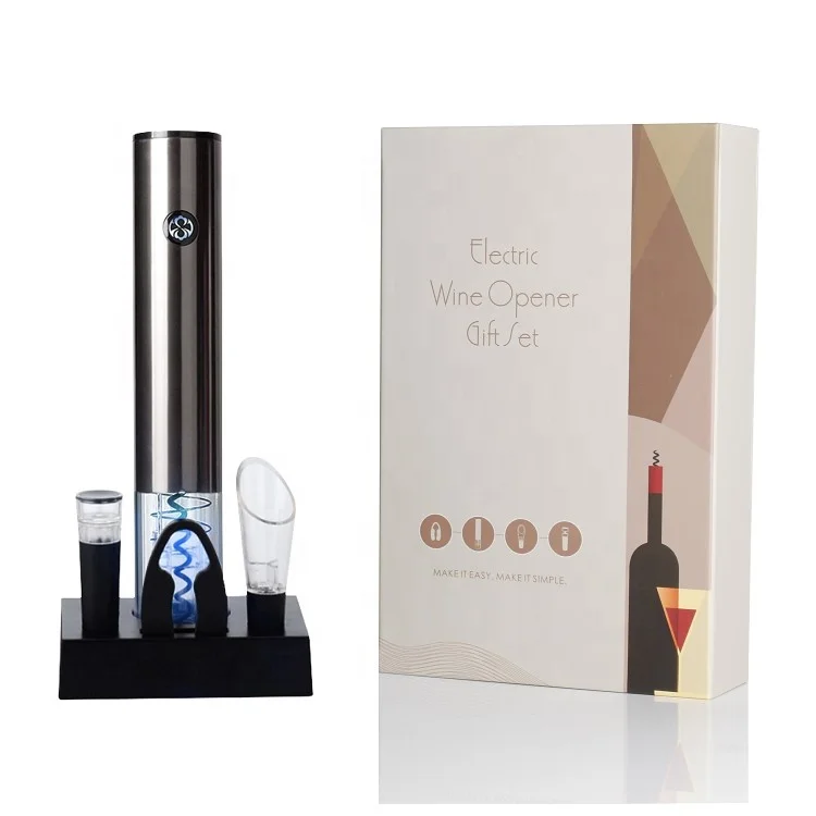 

Amazon Top Sellers Electric Wine Opener Gift Set One Touch Electric Bottle Opener With Charging Base Set