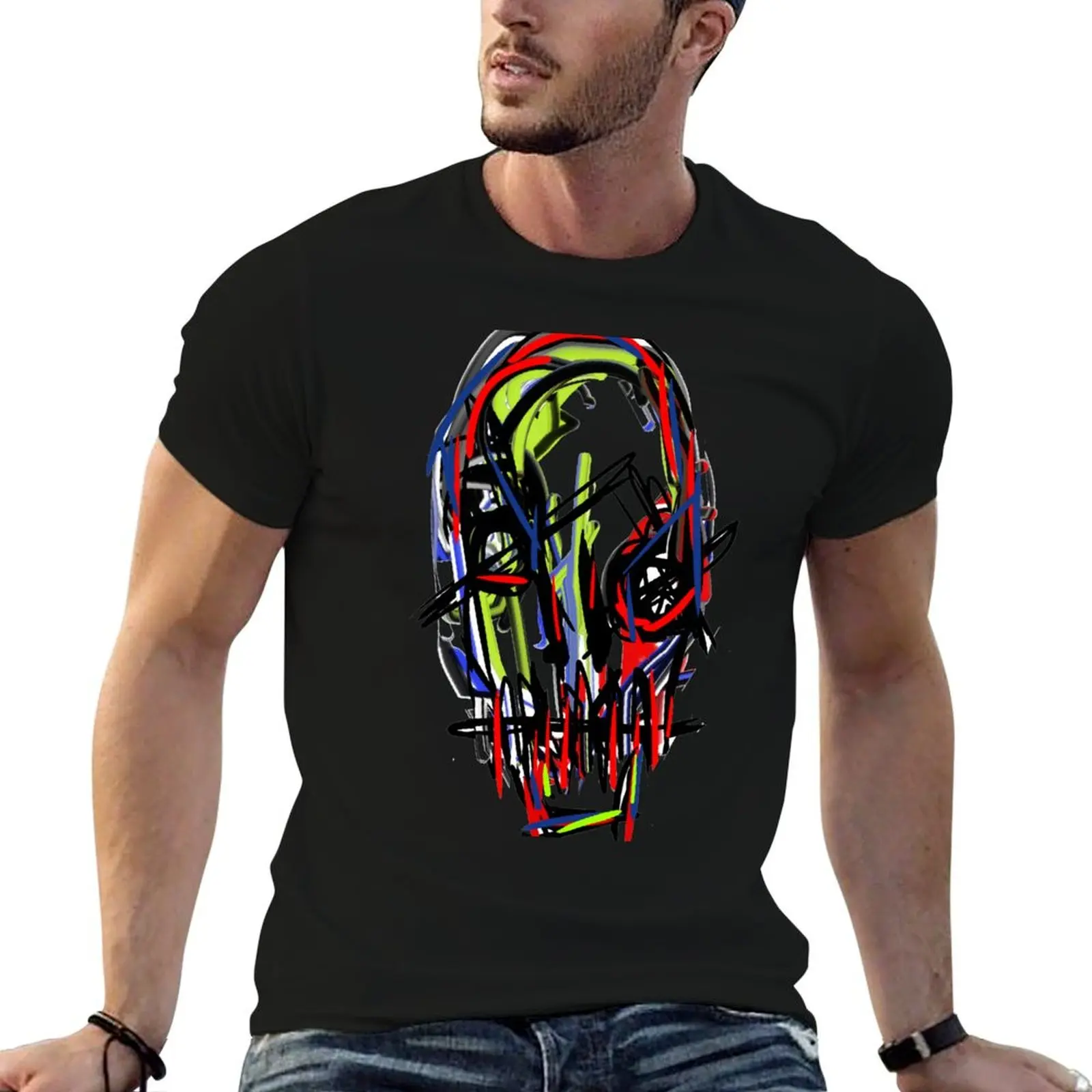 Dark & Colourful - Hand Drawn Digital Print T-Shirt Lightweight Running T-Shirt