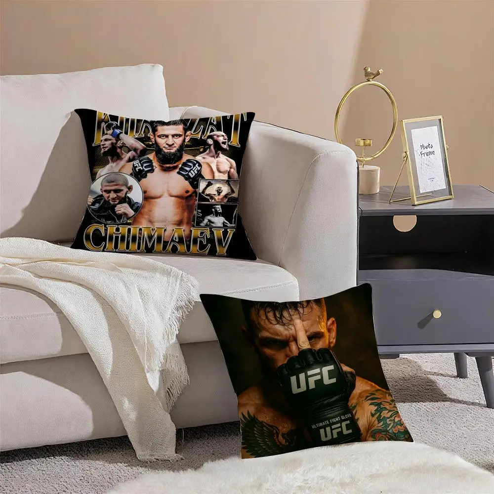 UFC Fighter Star K-Khamzat Chimaev Cushion Cover Pillowcase Short Plush Invisible zipper Room Sofa Cushion Cover