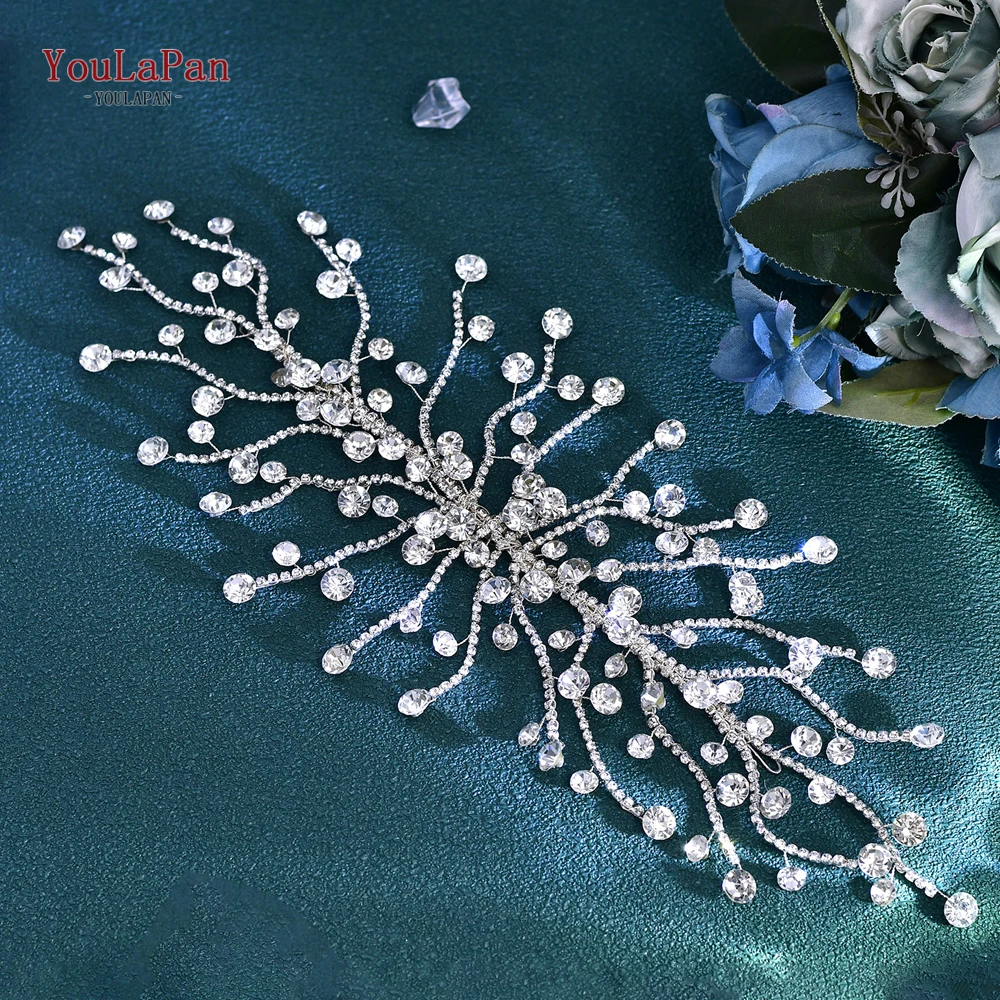 YoulaPan-Luxo Rhinestone Headband para a Noiva, Handmade Casamento Headpiece, Acessórios de Cabelo, Bridesmaid Party Headdress, HP729