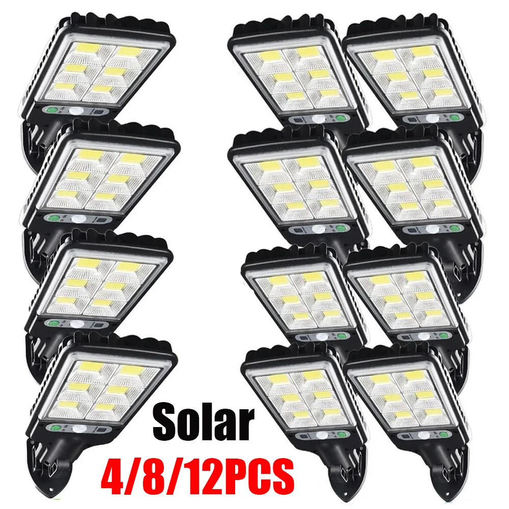 Outdoor Solar Street Lights Waterproof Motion Sensor Wall 72COB LED Lamp 3 Lighting Mode Solar Powered Lights for Garden Patio