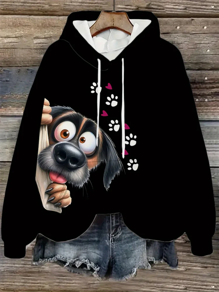 

Funny Animal Pattern Women's Hoodies 3D Cute Dog Printed Sweatshirts Tops Leisure Fashion Street Hip Hop Long Sleeve Pullovers