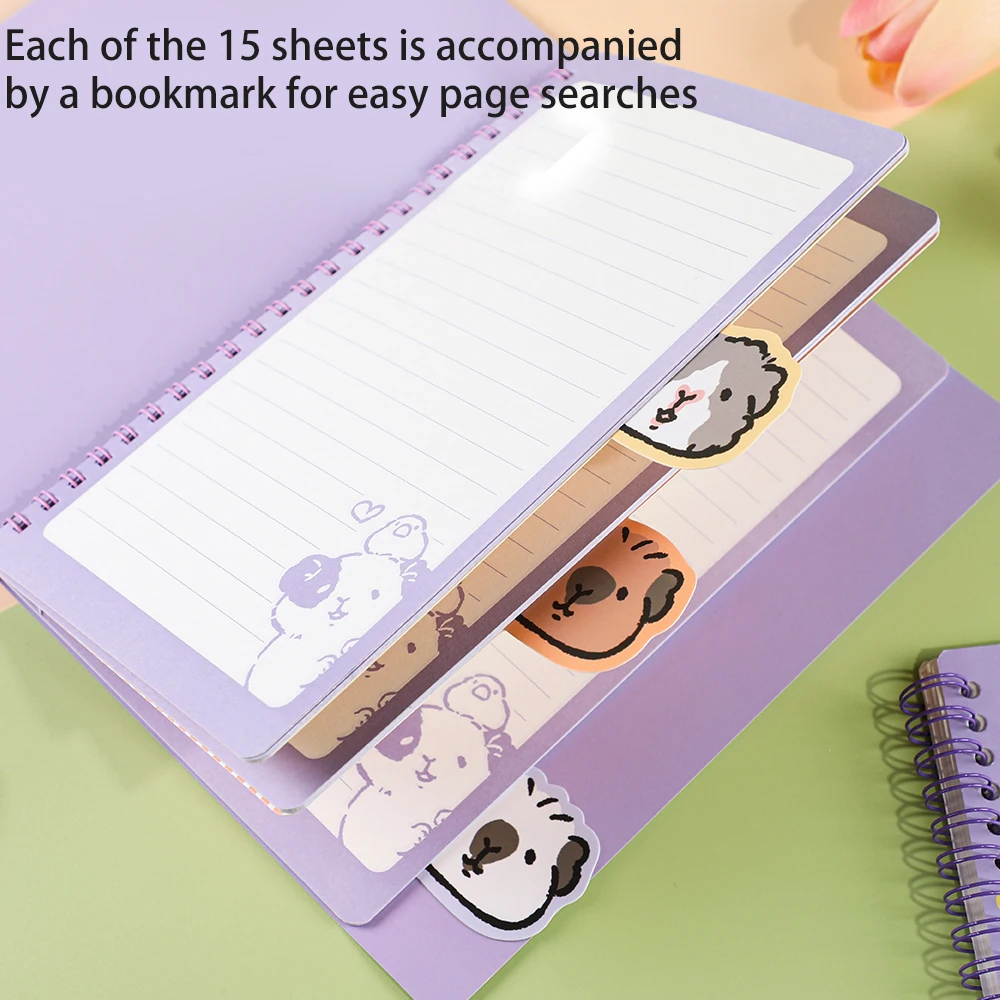 Cute Spiral Coil Notepad Notebook Stationery With Bookmark Inside Flat Spreadable Thick Paper Smooth Writing School Students