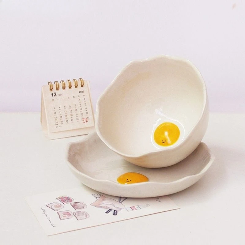 Catering utensils Yogurt bowl Fried egg Instant noodle bowl Personal special ice cream Ceramic underglaze color Cute