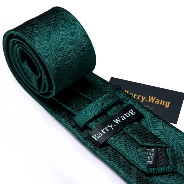 Barry.Wang Green Mint Teal Men Tie Hanky Cufflinks Set Jacquard Olive Sage Lawn Cyan Necktie for Male Wedding Business Gift 3