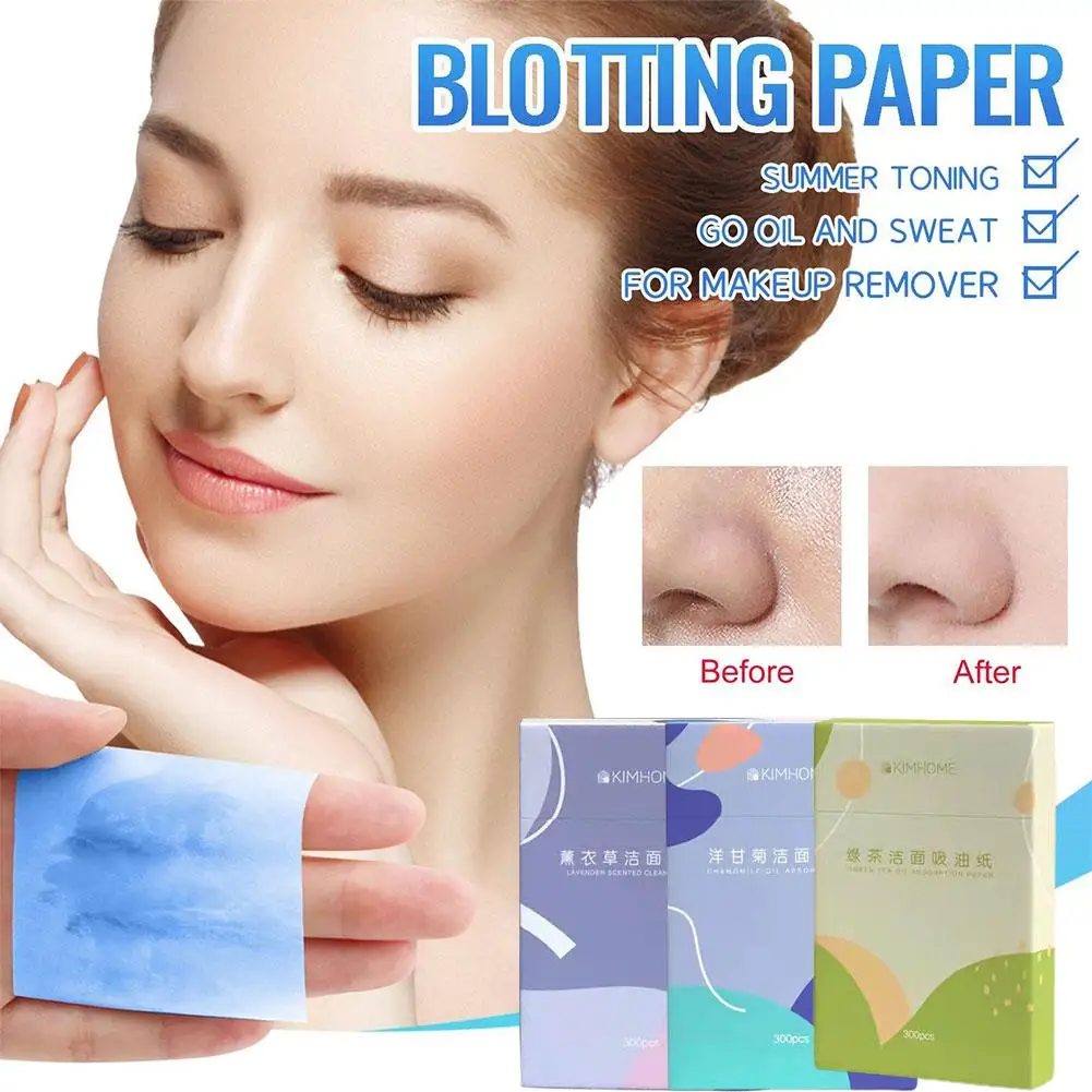 Feuilles de nettoyage pour le visage, papier absorbant, outils de maquillage, contrôle du visage, U8J2, B, C0Q5, 300 feuilles/paquet
