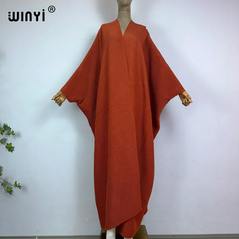 WINYI zimowe maxi poncho sukienka plisowana plażę nosić eleganckie afrykański sweter na wakacje długie kardigany dla kobiety luźne kimono