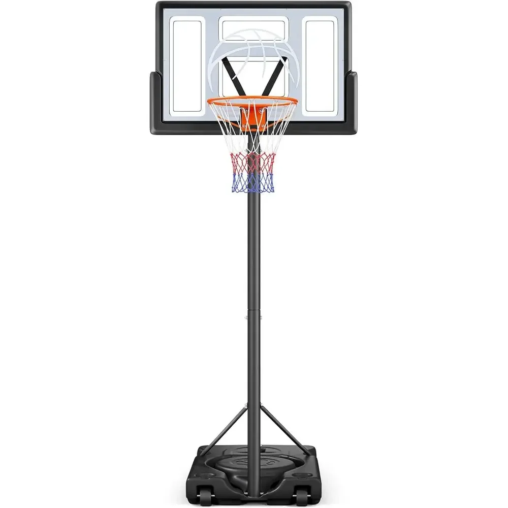 Adjustable Portable Outdoor Basketball Hoop System for Kids and Adults with 44 Backboard and Enhanced Base