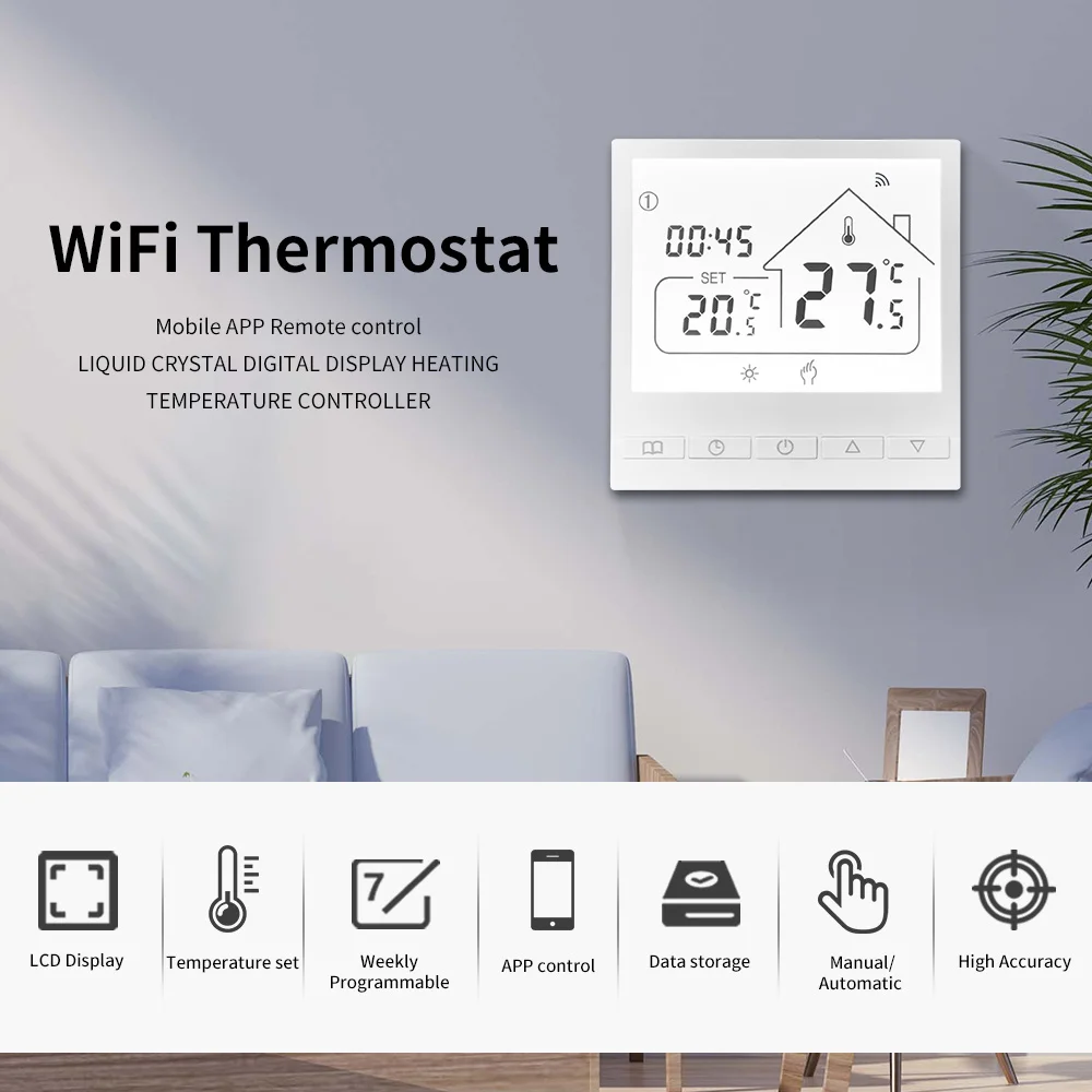 Inteligentna woda Tuya WiFi/elektryczna woda termostat do ogrzewania podłogowego kocioł gazowy sterowanie temperaturą praca głosowa z Alexa Google