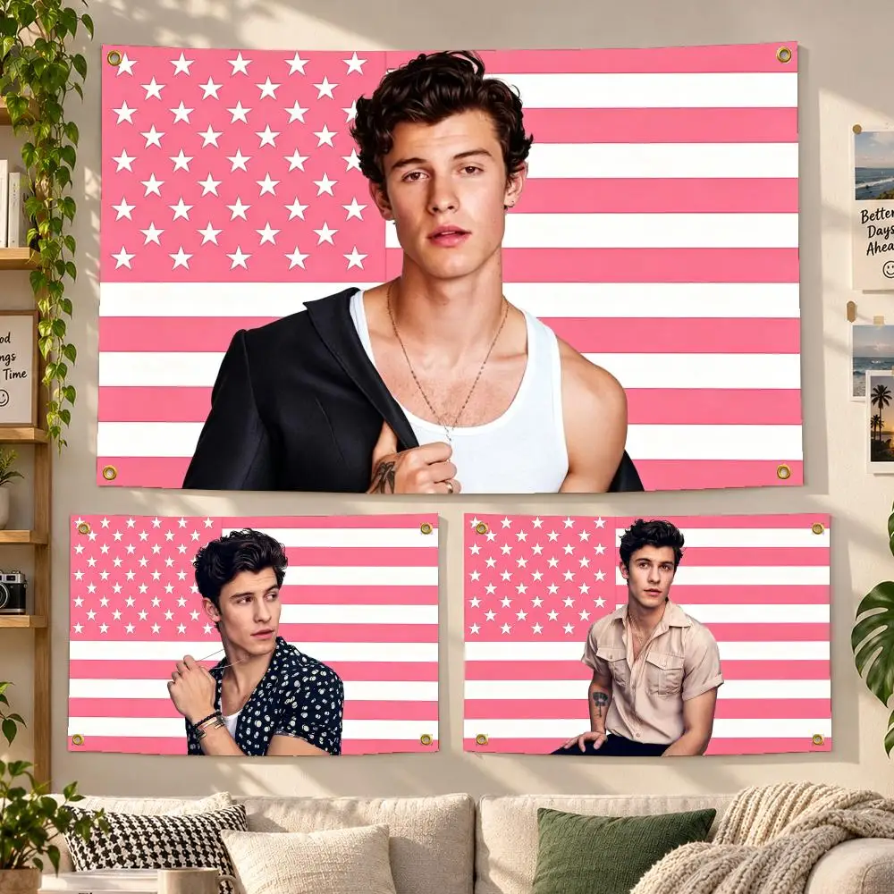 Singer Shawn Mendes Pop Flags Personalized Banner Flag Room Dorm Camping Picnic Garage Bar Outdoor Wall Decor