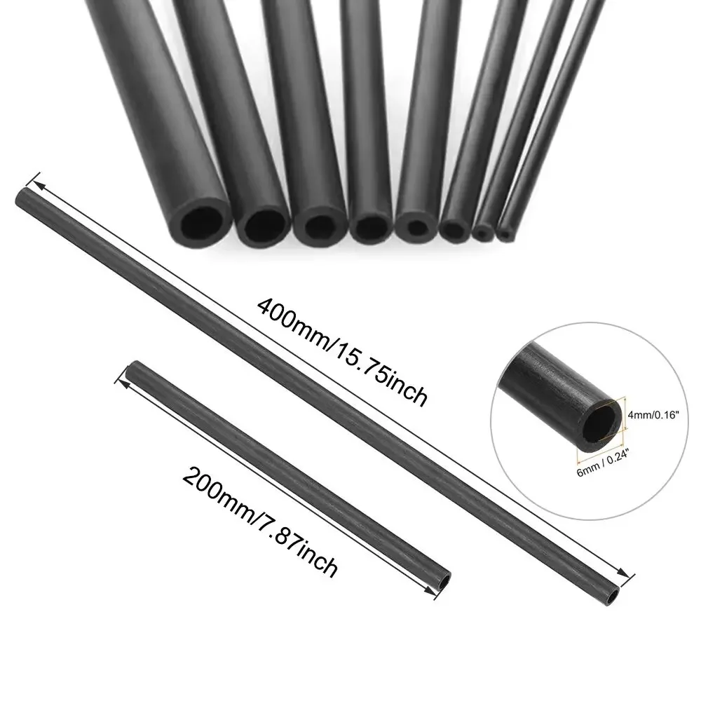 1/5 Carbon Fiber Hollow Tube Round OD 1.8/2/3/4/5/6/7/8/10mm Length 200/400mm Suitable DIY Kite 3D Printers and Bike Frame Parts