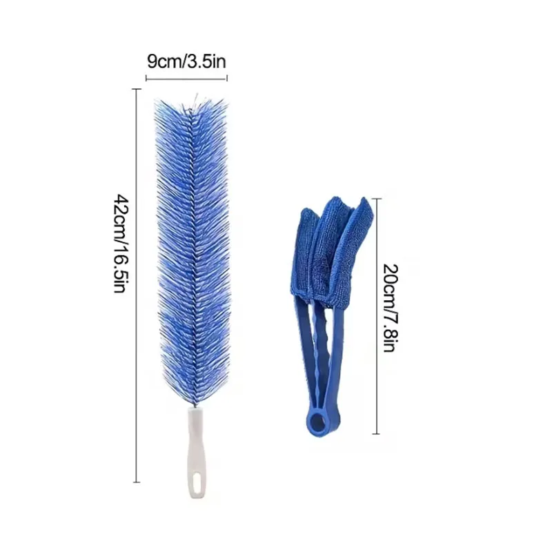 2Pcs Home Dust Cleaning Brush Set Flexible Bendable Duster Blind Cleaning Clip Dust Remover for Fan Window Blinds Gap Clean Tool