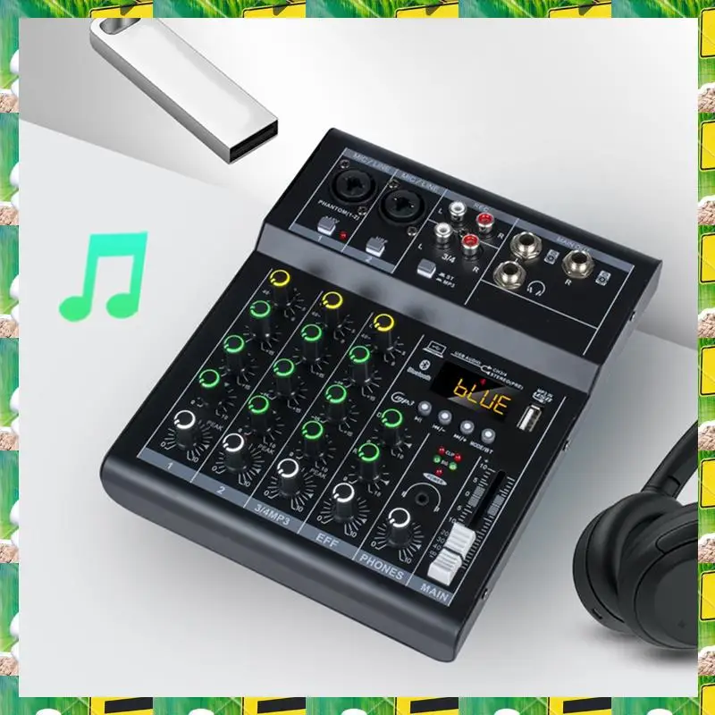 

Professional Digital DJ Mixer Console 4 Channel Audio Mixer With USB Port Supports Bluetooth Connection Playback White Durable